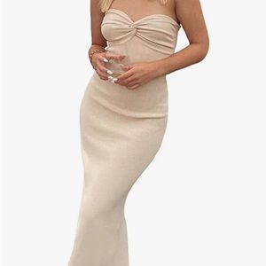 Knit Strapless Midi Dress